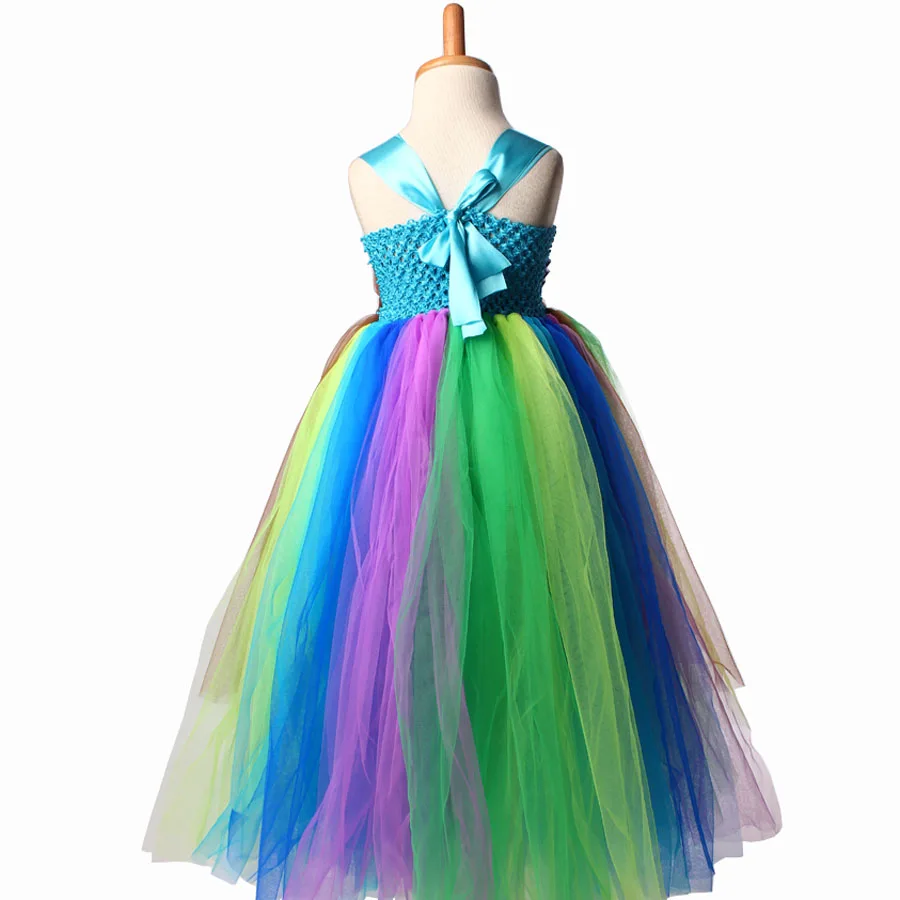 Peacock Tutu Dress for Girls Kids Birthday Party Wedding Costume Children Pageant Ball Gown Flower Dresses (9)