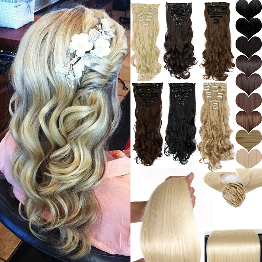 Maga Hair Long 24" New Women Party Hair Extension 8PCS/SET Full head Clip in ins Hair extensions 100% as Natural hair Free Ship