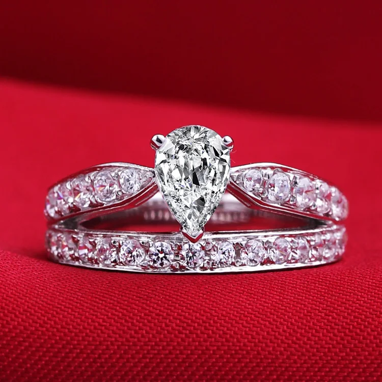 1 carat pure 925 silver simulation NSCD sona man made diamond ring US size from 4 to 10.5 (DFE)