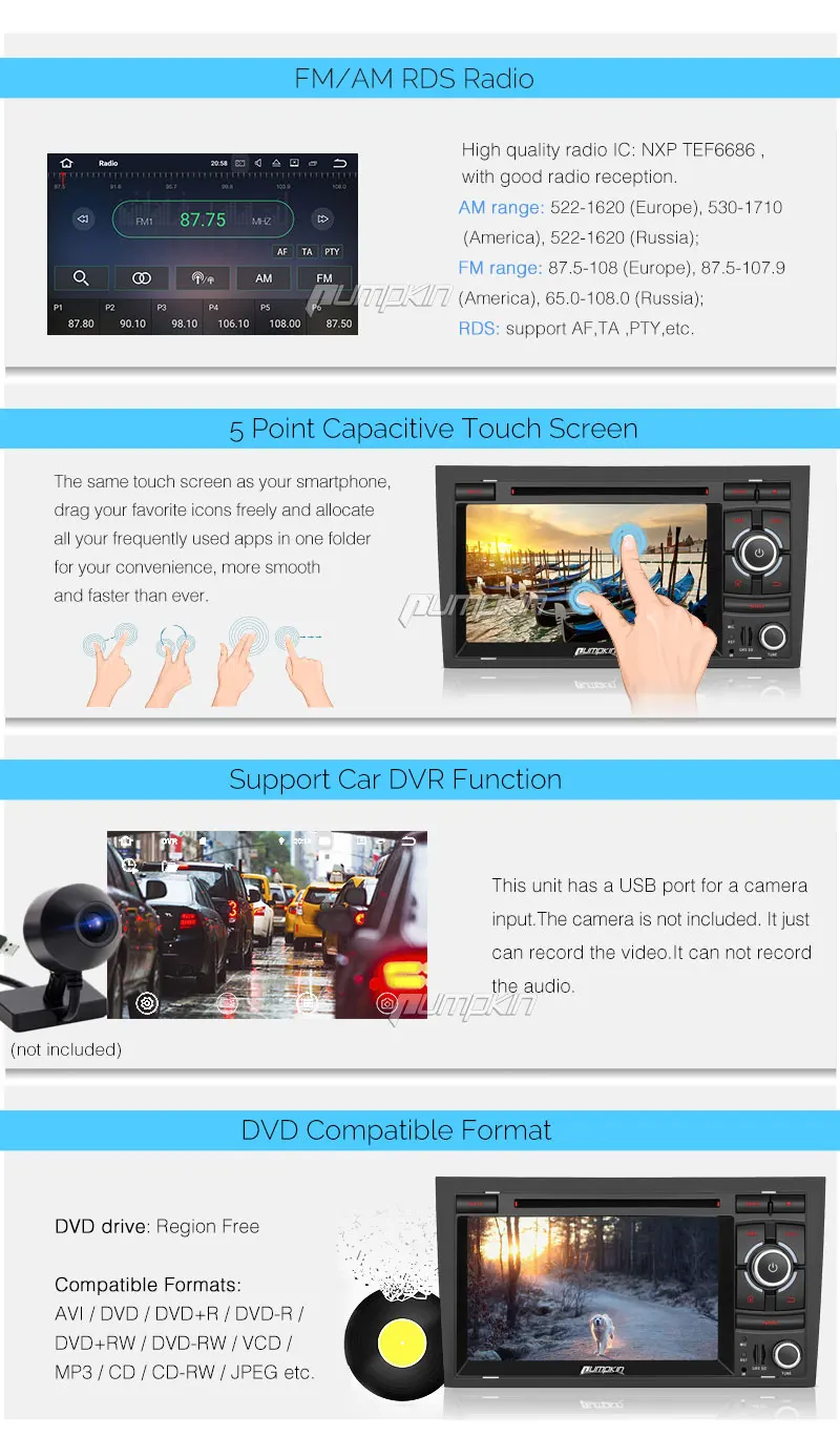 Excellent Pumpkin 2 Din7" Android 7.1 Car Multimedia DVD Player For Audi A4 2003-2008 GPS Navigation Car Stereo FM Rds Radio Wifi Headunit 20 Excellent Pumpkin 2 Din7" Android 7.1 Car Multimedia DVD Player For Audi A4 2003-2008 GPS Navigation Car Stereo FM Rds Radio Wifi Headunit 20