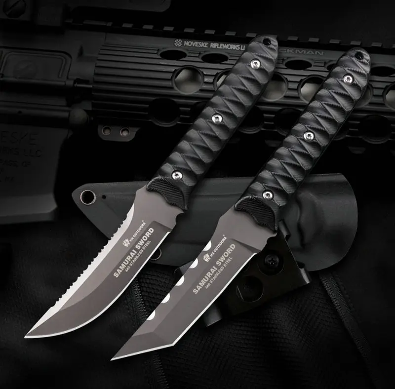 HX Outdoors Katana JP Outdoor Kinves Hunting knife Camping Survival 440C Blade K10 Handle Pocket EDC Tool Wtih K Sheath