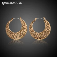 Qihe ювелирные изделия Большой Круг антикварные золотистые серьги-кольца для женщин вечерние Brincos Бохо Этнические украшения