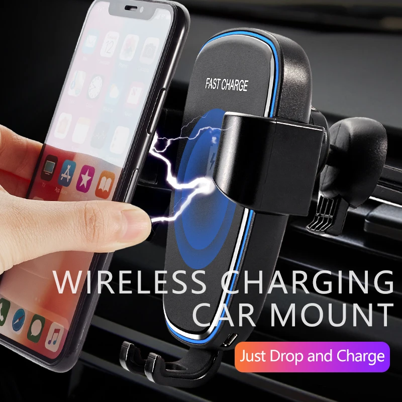 ASINA Wireless Car Charger Mount Gravity Car Mount Air Vent Phone Holder 10W Fast Charging For Samsung Galaxy S9 For iPhone X