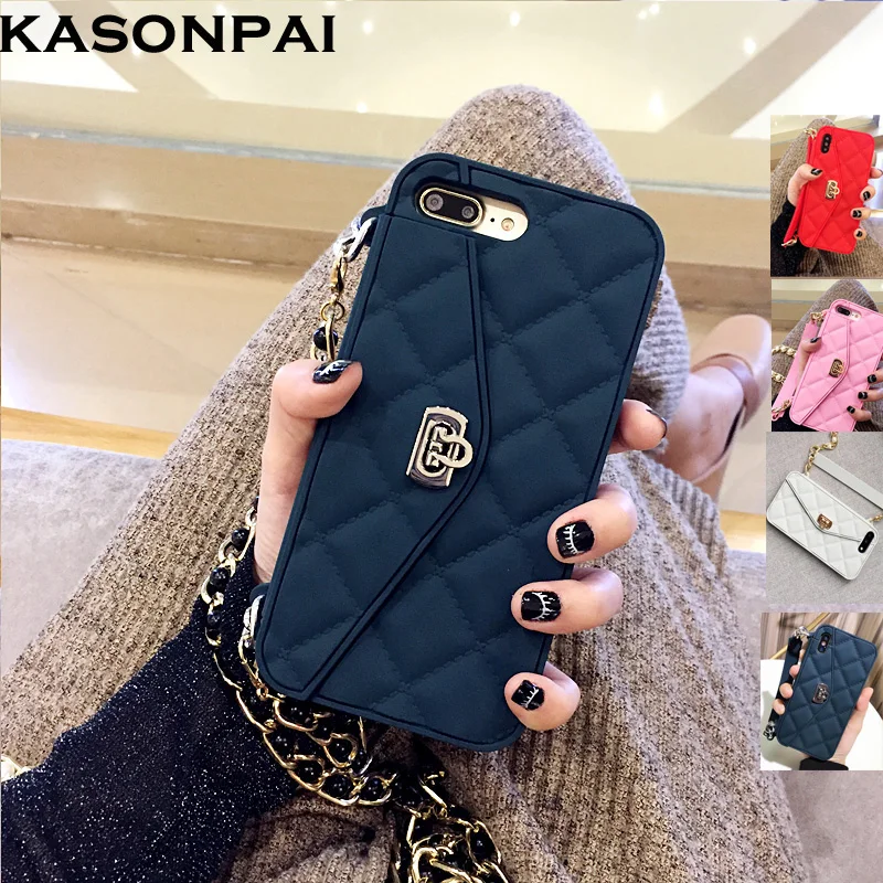 KASONPAI Luxury Fashion Soft Silicone Wallet Case For iPhone 11 Pro Max Xs X 8 7