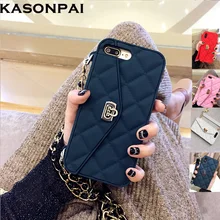 KASONPAI Роскошные модные мягкие силиконовые бумажник чехол для iPhone X 8 7 s 6 S 6 Plus слот для карты сумки кошелек чехол телефона с длинной цепочкой