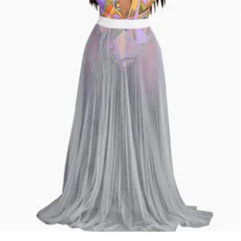 

Women Sheer Mesh Long Skirt New Sexy Soild Color Beach Wrap Skirts Ladies' See-through Fashion Summer Beach Costume Hot Selling