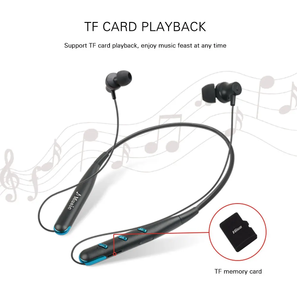 Спортивные Bluetooth наушники Шейная гарнитура 5 0 бас водонепроницаемые встроенный