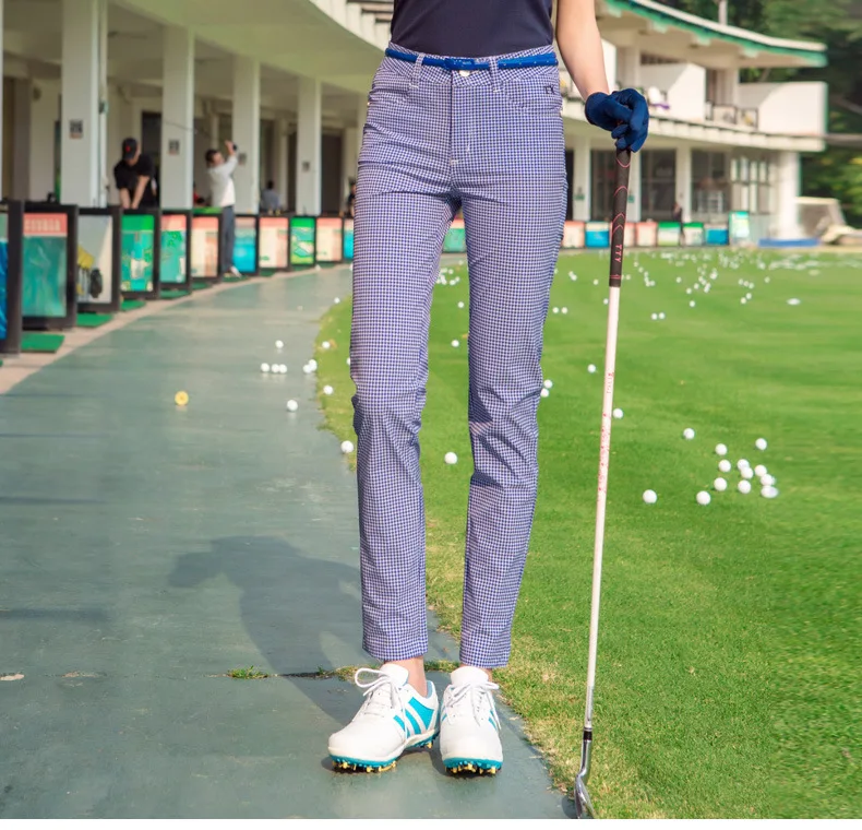Лето гольф штаны в клетку Для женщин Спорт на открытом воздухе большие размеры брюки тонкий мягкий дышащий теннис тренировочная спортивная одежда