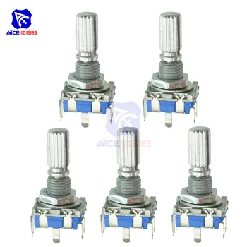

5PCS/Lot 360 Degree EC11 Rotary Encoder Code Switch Digital Potentiometer 7 Pins Shaft Height 20mm Shaft Dia. 6mm for Arduino