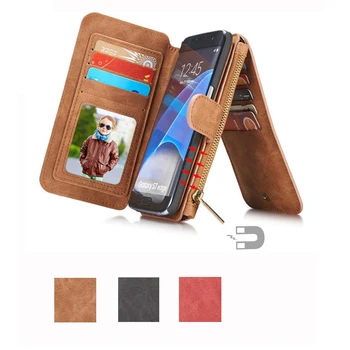 

XSKEMP Retro Leather Phone Case For Samsung Galaxy S6 S7 edge Plus G9200 Note 5 N9200 Coque Card Wallet Protective Cover Shell