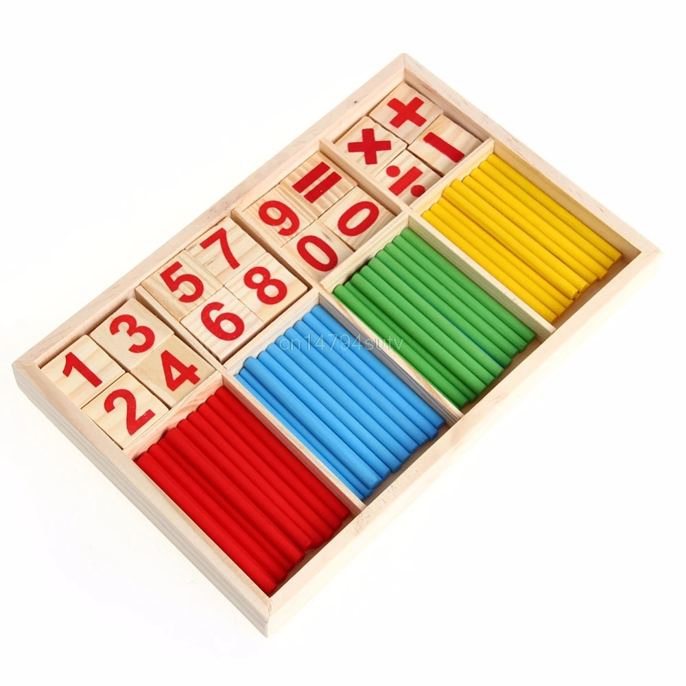 Math Manipulatives Wooden Counting Sticks Baby Kids Preschool Educational Toys #H055# Math Manipulatives Wooden Counting Sticks Baby Kids Preschool Educational Toys #H055#