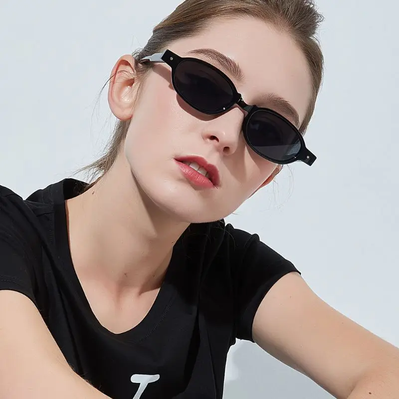 New Trend Oval Sunglasses Small Size Women Fashion Eyewear Sun Glasses UV400 Driving Outdoor Protection Summer Rivet Personality