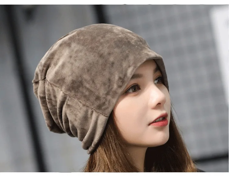 Autumn And Winter New Pattern Lint Head Cap Korean Solid Heap Hat Concise Leisure Time Earmuffs Baotou Confinement Hat