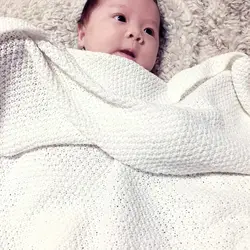 Высококачественное ДЕТСКОЕ ОРГАНИЧЕСКОЕ акриловое вязаное Одеяло 100X80 см, тканевые ручки для новорожденных, мягкая коляска для малыша
