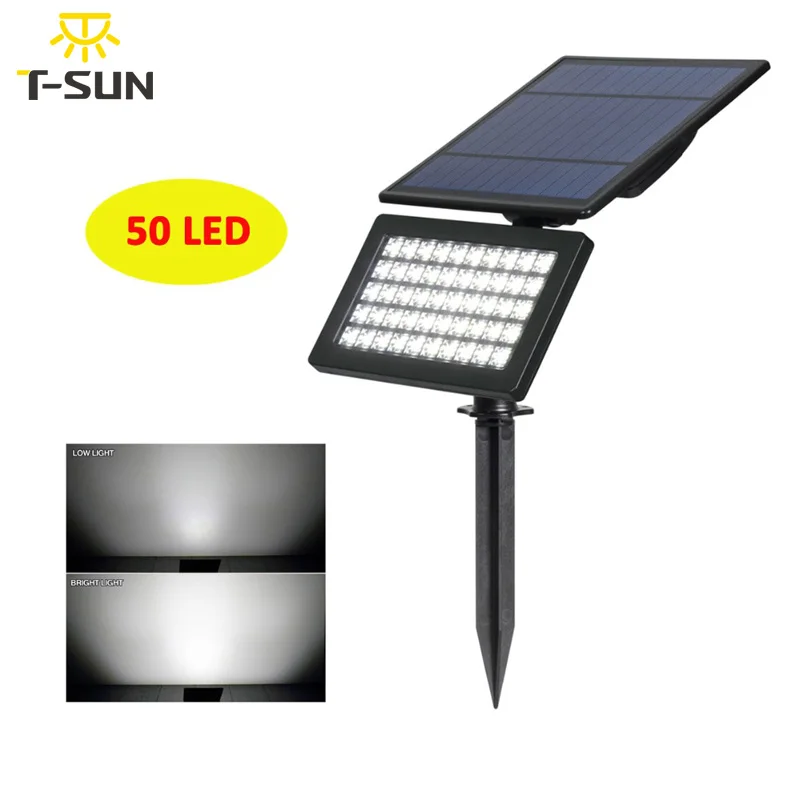 T-SUNRISE 5W LED Solar Garden Lights Adjustable 50 LEDs Solar Powered Lamp Outdoor Landscape Wall Light for Outdoor Garden Yard