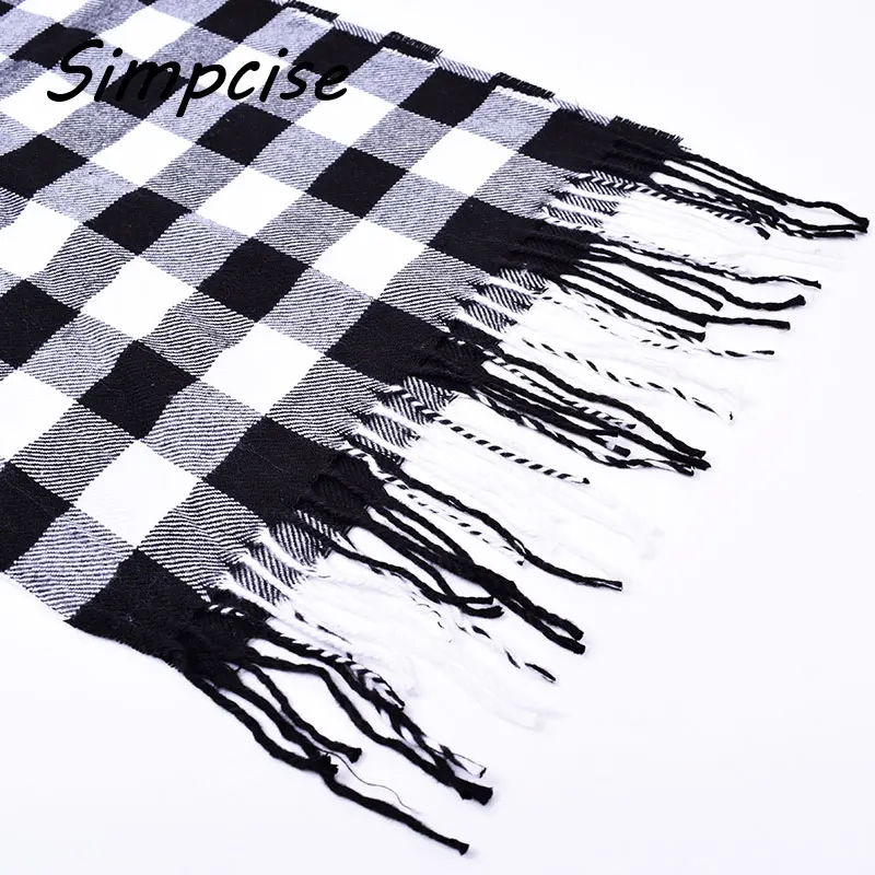 Winter New Mens Warm Soft Cashmere Wool Plaid Tartan Scarf Checked Scarf Black A3A17529 mens scarf for summer
