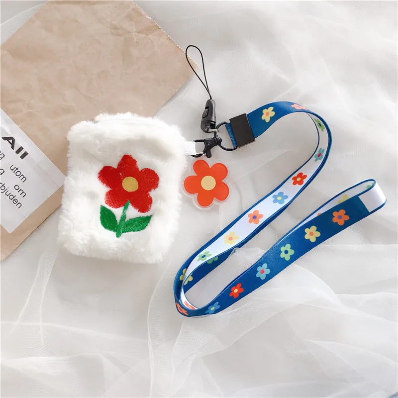 Cute Cartoon Earphone Cover For AirPods Protective Cases with Neck Strap Lanyard for Apple Airpods 2 Coin Purse Earphone Storage - Цвет: Коричневый