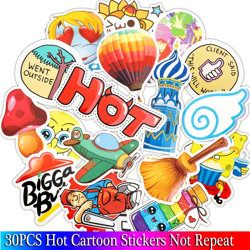 

30PCS Cute Cartoon Stickers Anime Kid Toy pattern Sticker For Skateboard Guitar Luggage Motorcycle Car Laptop Children Sticker