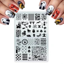 2016 Big Pretty Nail Stamping Plates Stainless Steel Stamping For Cats Halloween Skull Butterfly Flower Nail Art Templates