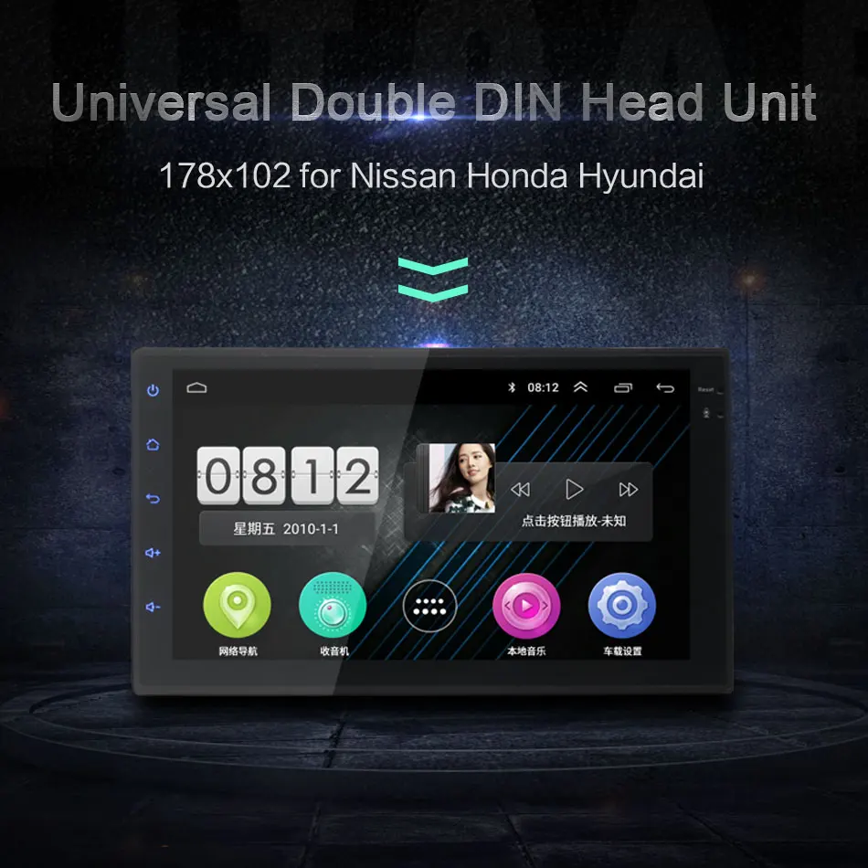 7 дюймовый универсальный 2DIN Android четырехъядерный автомобильный видеоплеер GPS WIFI