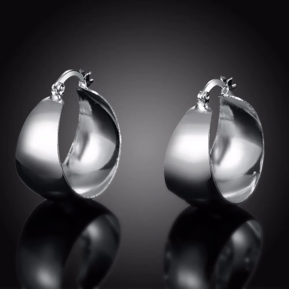 CHUKUI Silver Thcik Hoop Earrings Wide Circle Statement Hoop Earings Plata De Dey For Woman Party Alloy Loop  (6)
