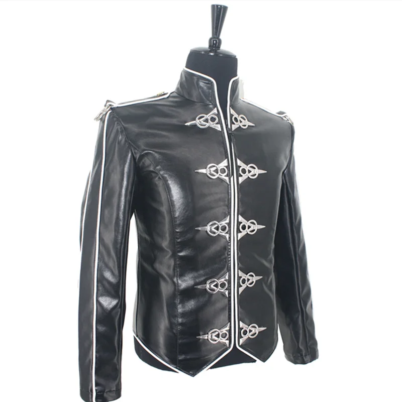 

Classic XXS-4XL MJ MICHAEL JACKSON MEN'S JACKET V8 RETRO ENGLAND BLACK LEATHER JACKET