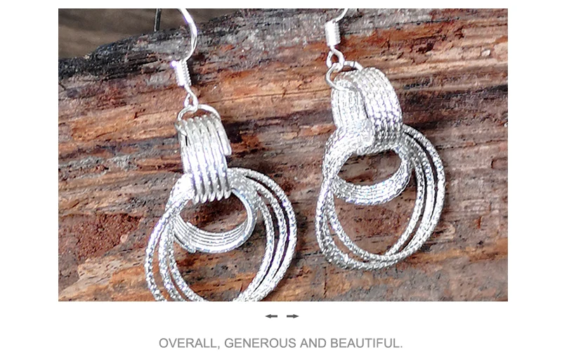 Новые 925 серебряные серьги для женщин Преувеличенные круглые Висячие серьги Модные ювелирные изделия женские аксессуары подарок на год