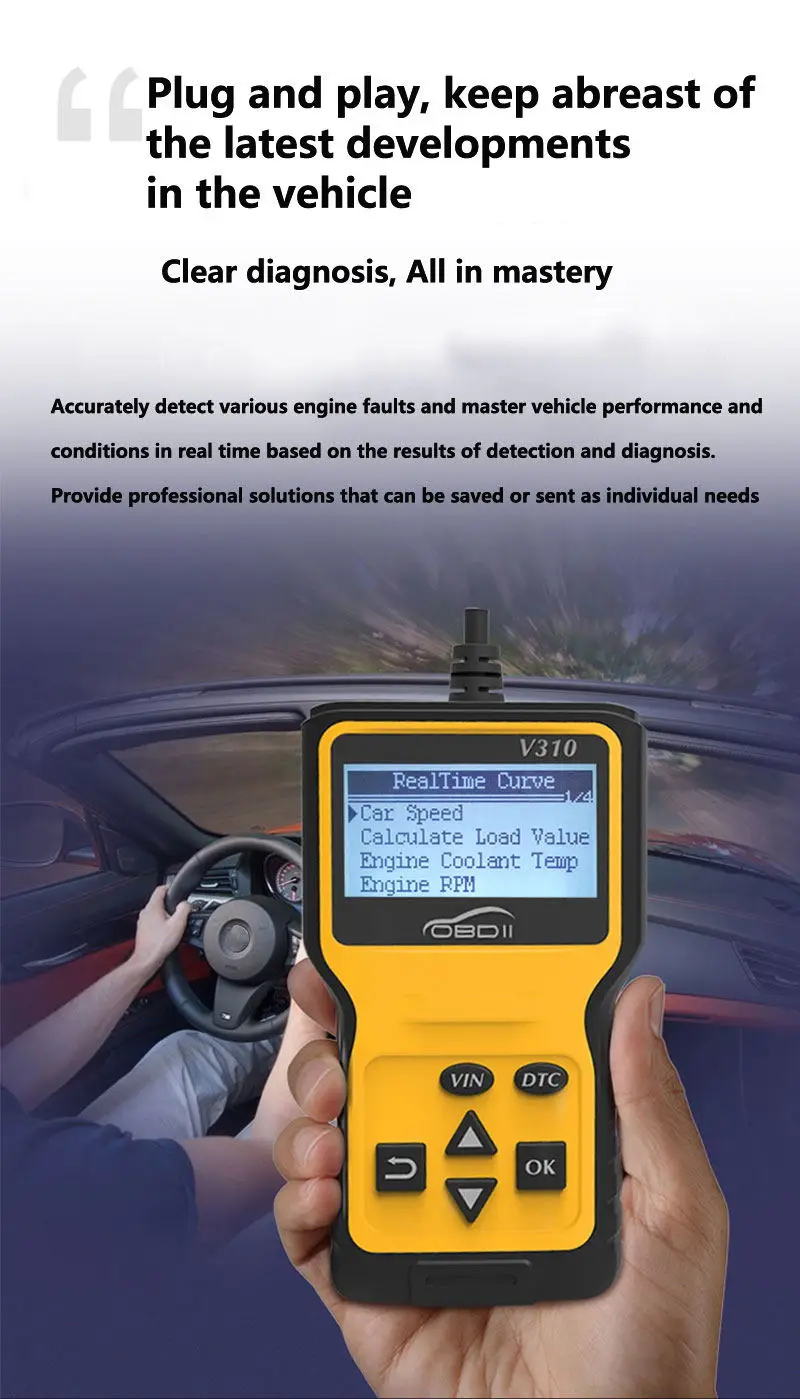 V310 OBD2 читатель кода V1.1 автомобильный диагностический инструмент V310 сканер штрих-кода V310 OBDII автомобиля инструмент сканирования