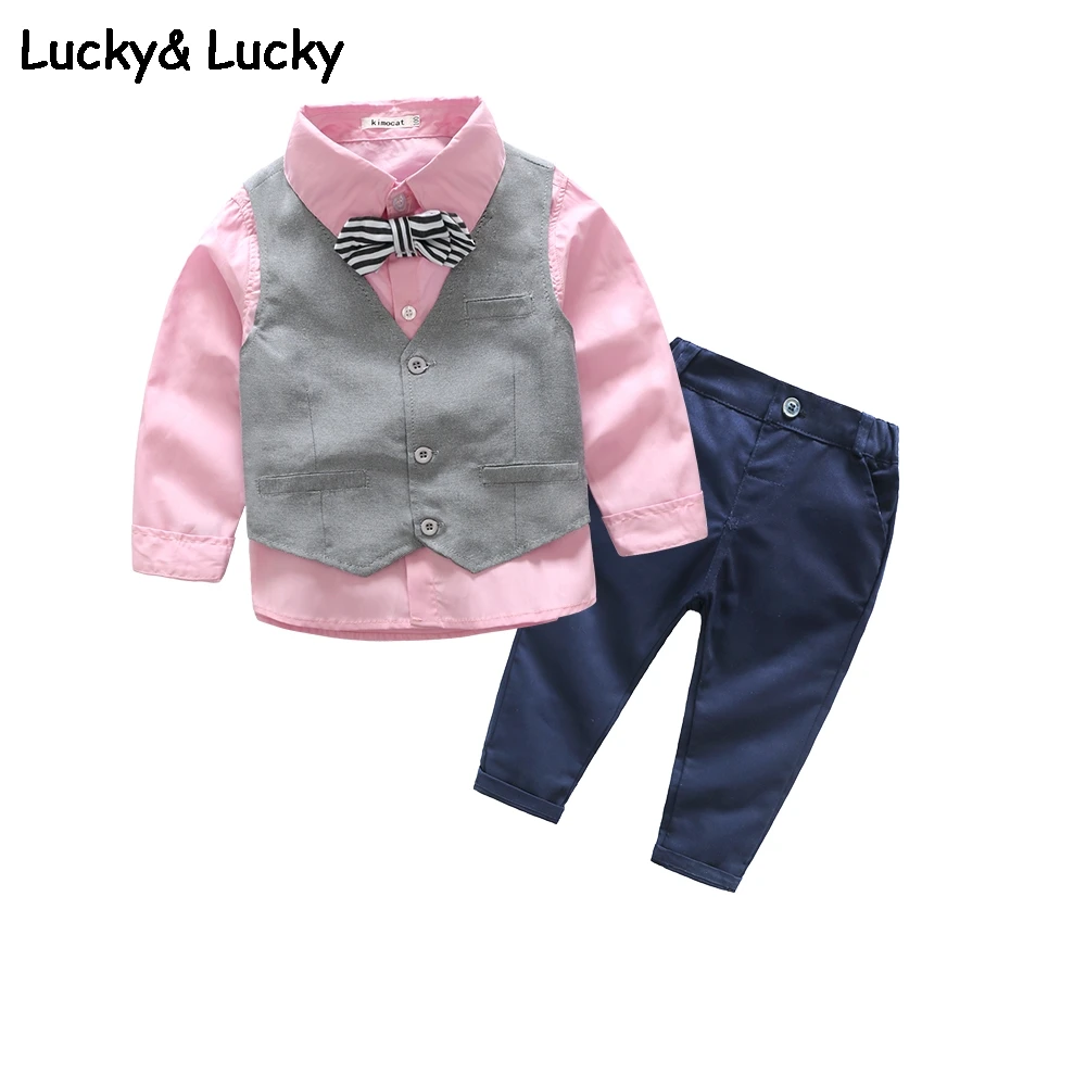 Vetements Pour Bebes Garcons Chemise Rose Gilet Pantalon Decontracte Vetements Pour Enfants A Manches Longues Aliexpress