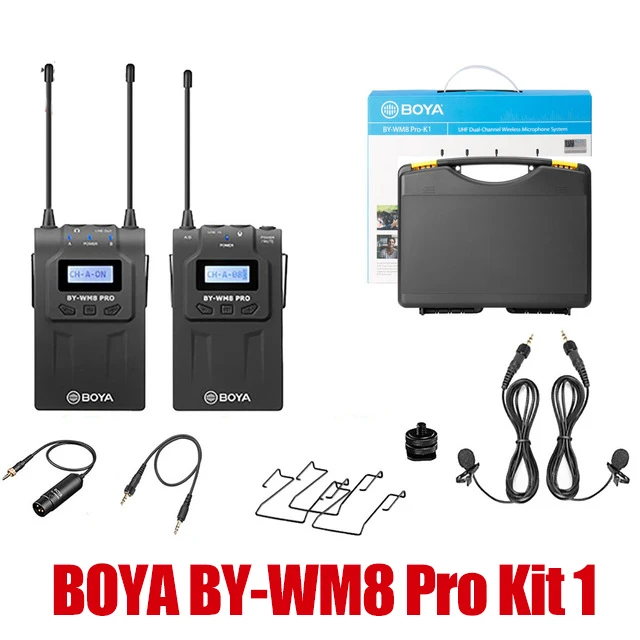 BOYA BY-WM6 BY-WM4 Mark II BY-WM8 Pro UHF Беспроводная микрофонная система всенаправленный петличный микрофон для DV DSLR - Цвет: BY-WM8 Pro Kit1