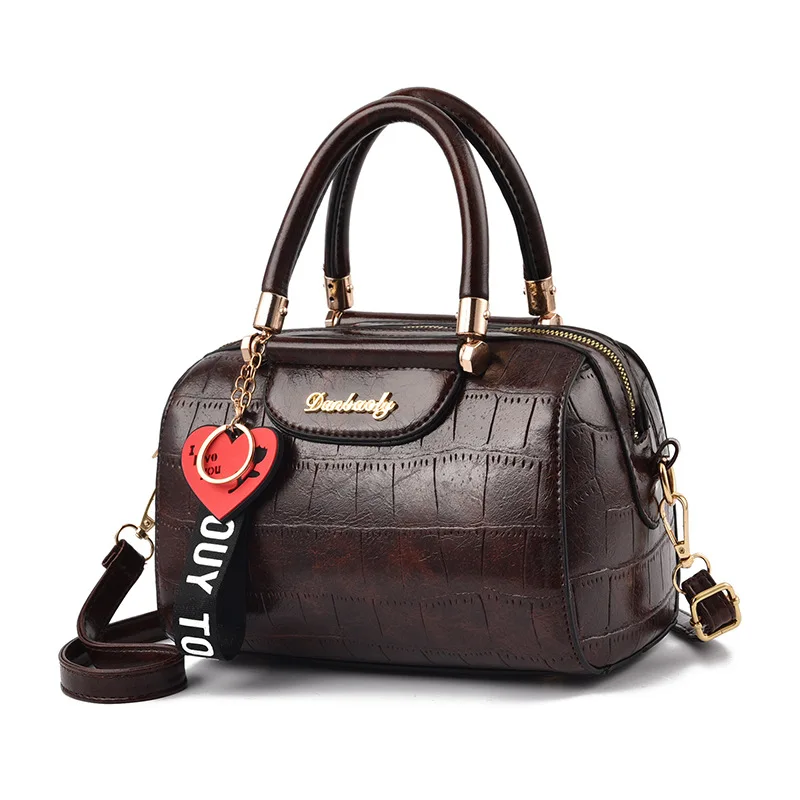 Женская сумка, повседневная сумка-тоут, модная женская сумка-мессенджер, топ-ручка, на плечо, Студенческая сумка, кошелек,, новинка, внутренний карман - Цвет: Коричневый