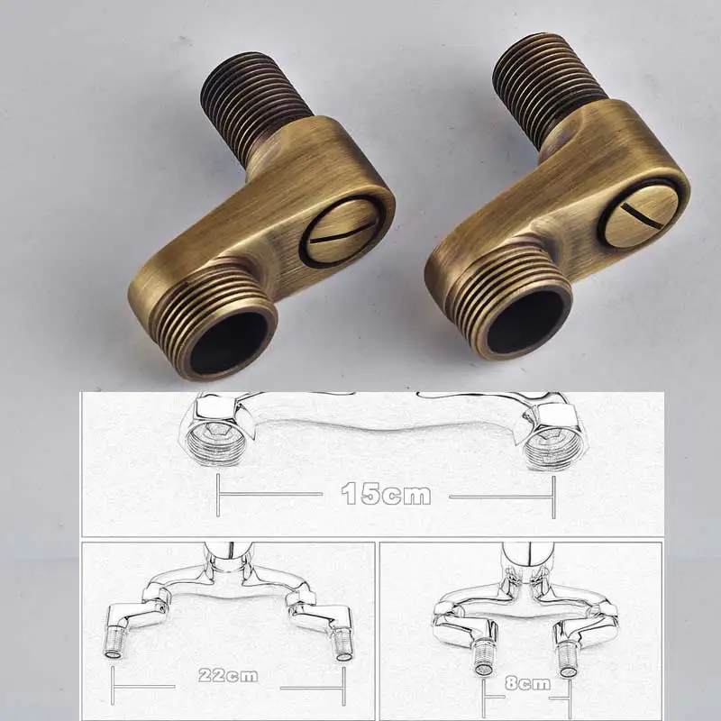 Античный латунный душевой кран для ванной комнаты, аксессуар ", насадка для душа/ручной душ/150 см шланг/угловой клапан/кронштейн - Цвет: Big Angle Valve