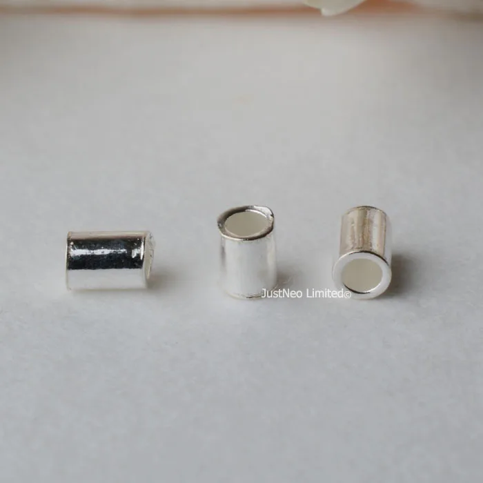 crimp bead,2*1.5mm solid 925 sterling silver crimp tube with 1mm hole