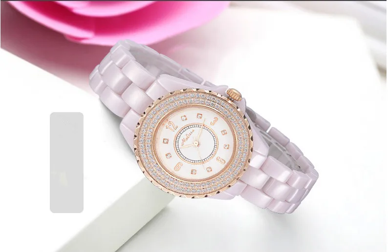 MELISSA Brand Designer Full Ceramic Bracelet Watch Healthy Anti-allergy Women Dress Wristwatch Crystals Reloj Montre Femme F8011
