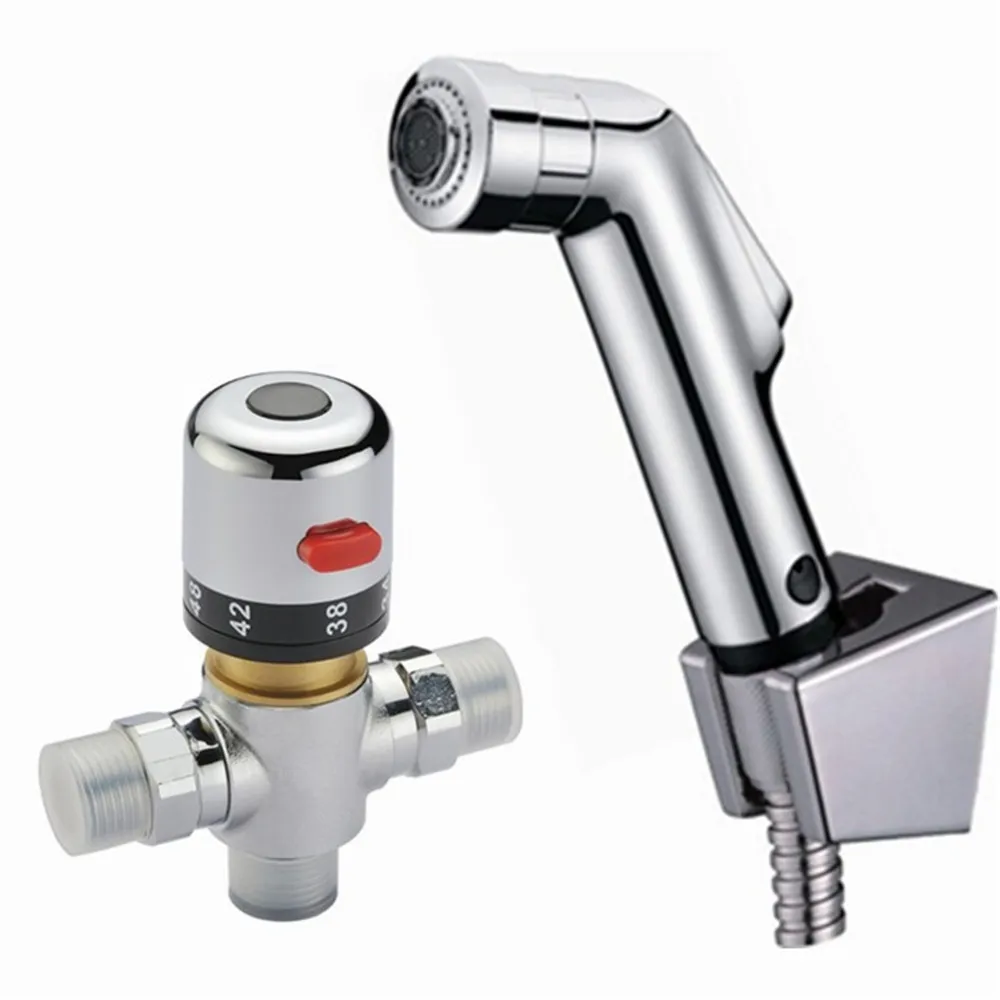 2 function Handheld Bidet Sprayer Kit Set Thermostatic Mixer Valve