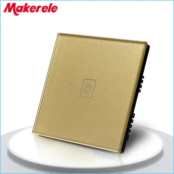 

UK Standard 1 Gang 1 way Remote Control Dimmer Touch Switch Gold Crystal Glass Panel Remote Light Wall Switch