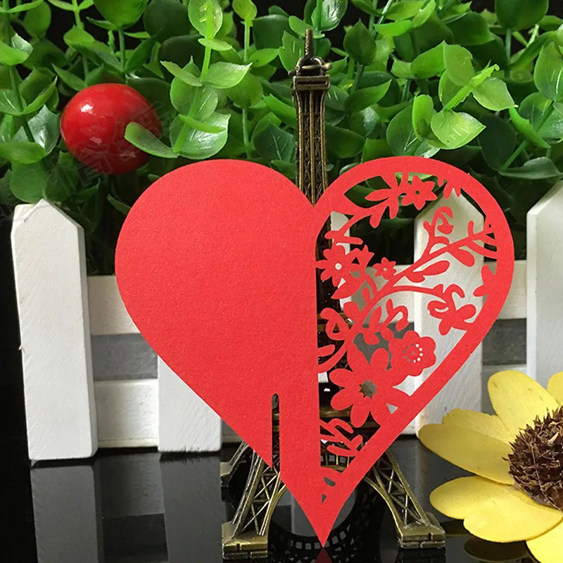 10 Color 50pcs Laser Cut Love Heart Paper Place Card  Escort Card  Cup Card Wine Glass Card For Wedding Decoration Favors (4)