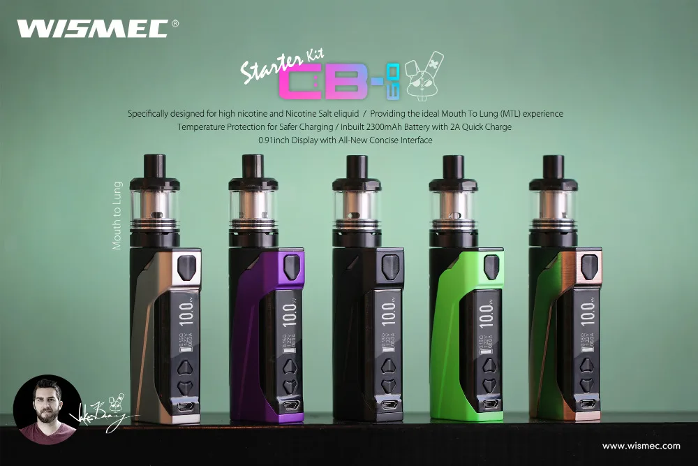 Original Wismec CB-60 Kit 60W E Cigarette Box MOD CB-60 2300mAh Battery Vape with 2ml Amor NS Tank MTL Vaping Atomizer 011