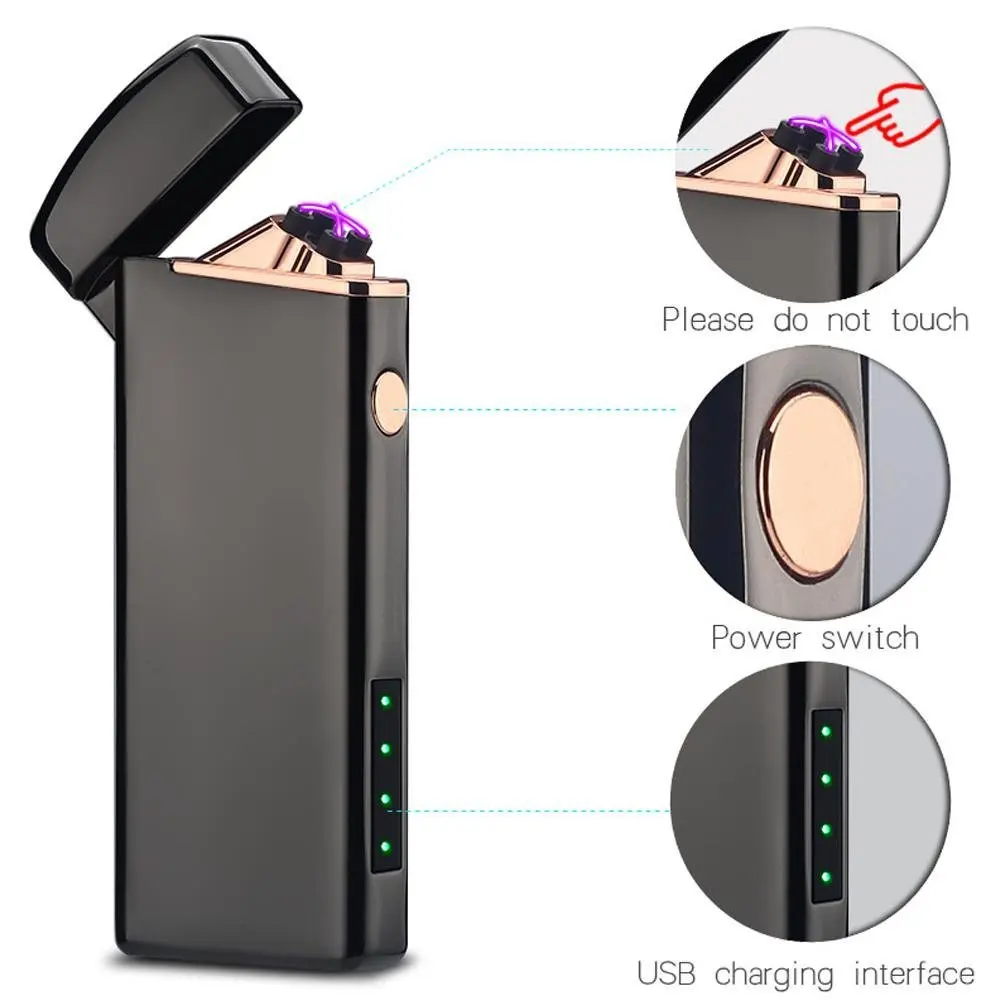 Изысканный электрическая зажигалка с подключением к USB двойной дуги защитой от