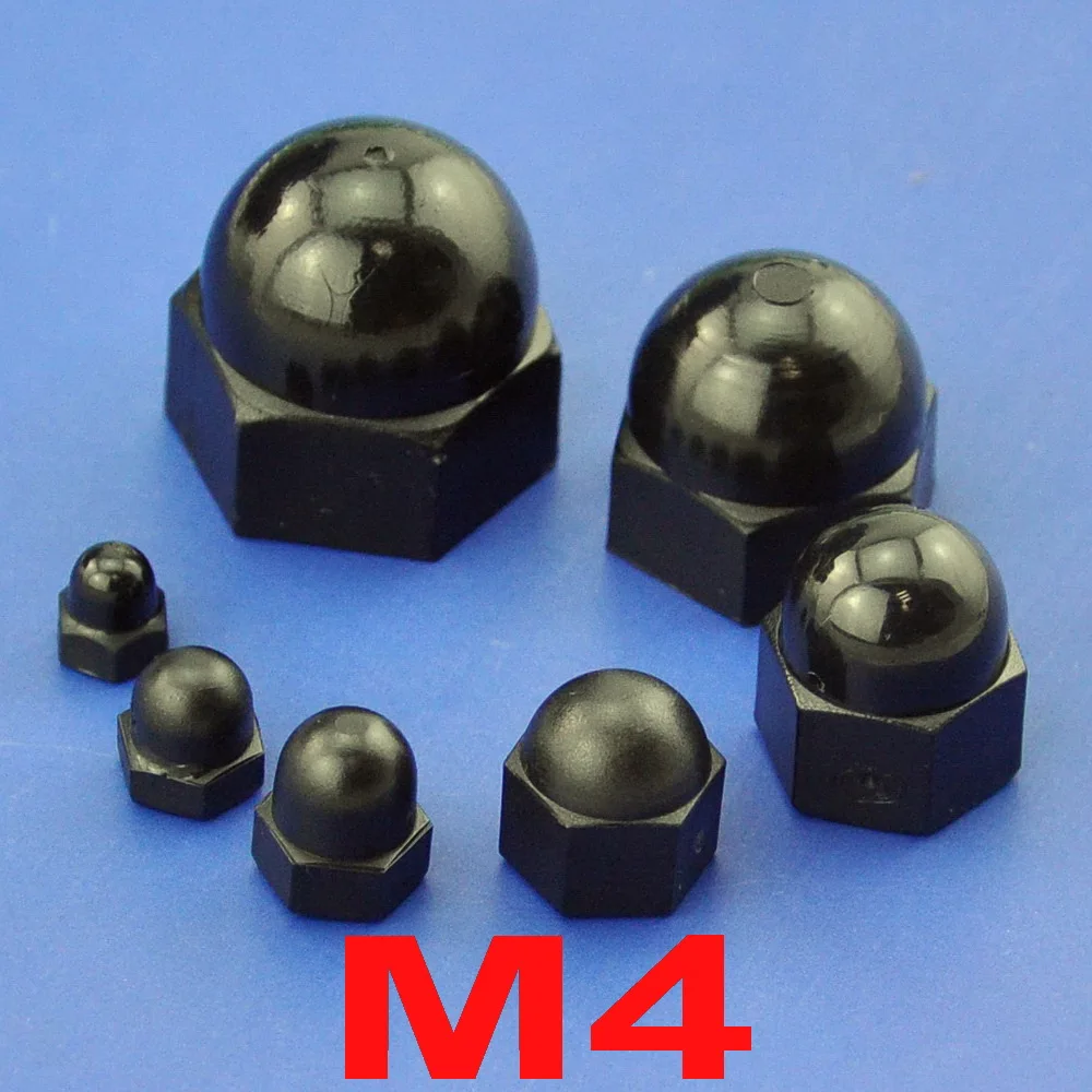 ( 100 pcs/lot ) Metric M4 Black Nylon Acorn Hex Cap Nut.in Nuts from