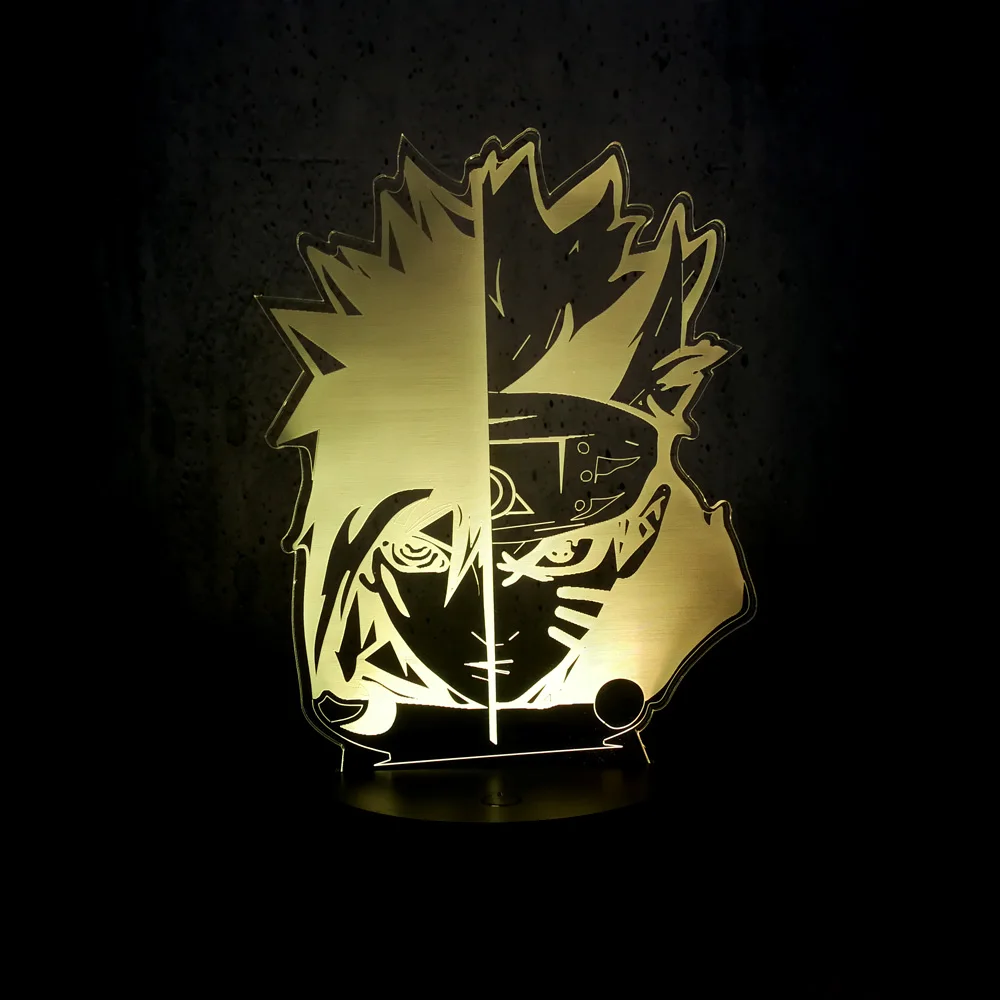 Naruto 3D led lamp Naruto Sasuke double face Night Light children room