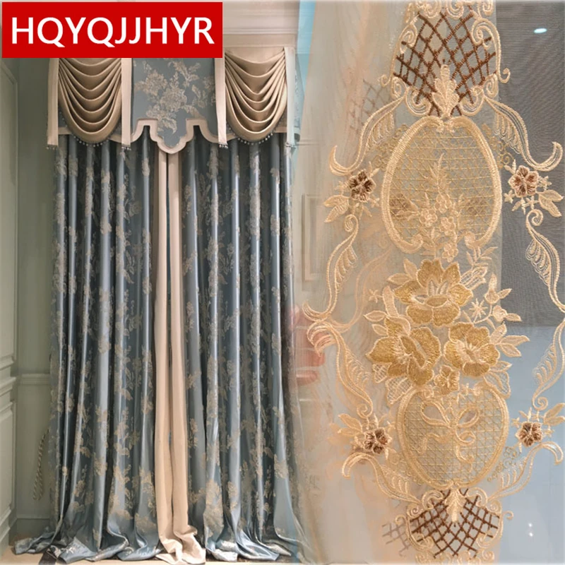 Жаккардовые затемняющие шторы для гостиной окна классические