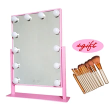 Большой Макияж зеркало Сенсорный экран с 12 больших светодиодных ламп освещенные Регулируемый Яркость с подарком Макияж кисть