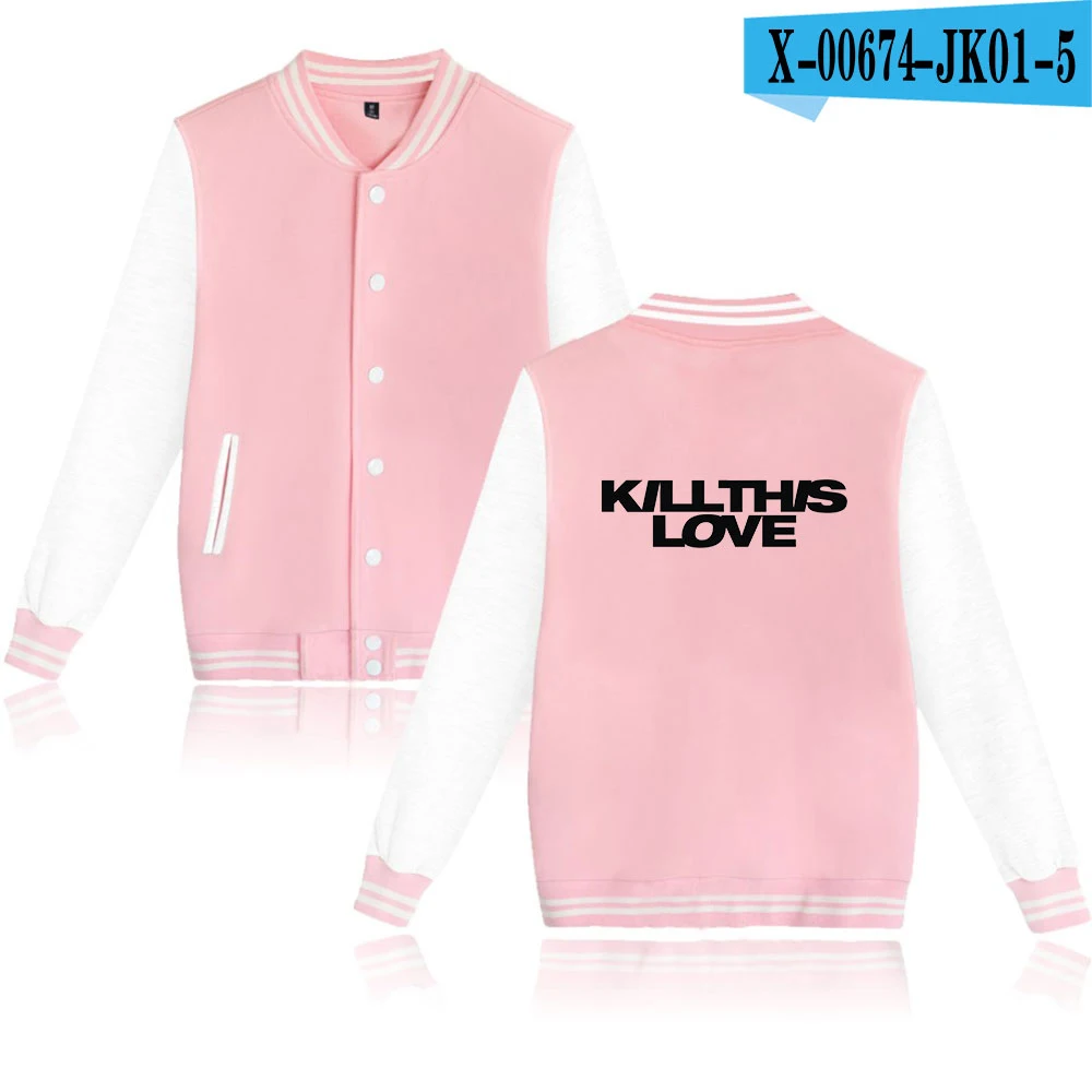 Черные розовые толстовки, свитшоты для женщин/мужчин, зимняя повседневная бейсбольная куртка Kill this love Modis, Kpop размера плюс, стиль колледжа - Цвет: pink