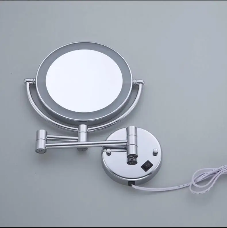 Günstige Bad Spiegel Wand Montiert 8 zoll Messing 3X 1X Vergrößerungs Spiegel LED Licht Falten Make Up Spiegel Kosmetik Spiegel Dame geschenk