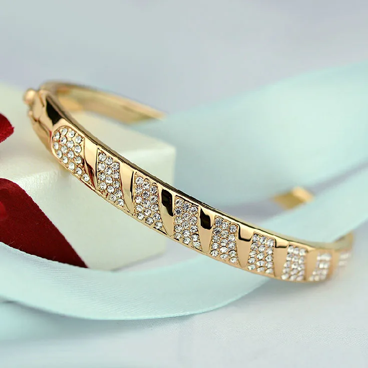 USTYLE Popular Elegant Crystal Bangles Zinc Alloy imitation Rhodium