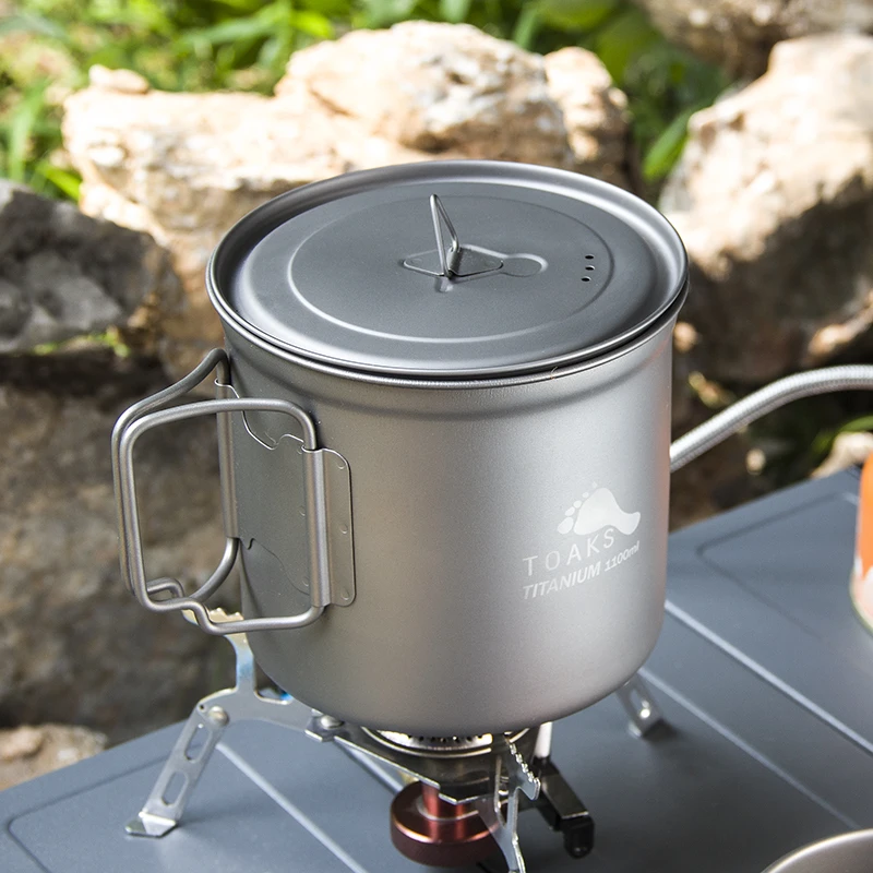 

TOAKS 1100ml Ultralight Titanium Pot Outdoor Camping Titanium Bowl Titanium Cup with Cover