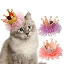 Забавная собака, кошка, принцесса, кружевная корона для питомца, милая Цветочная корона, милое украшение для волос для питомца, подарки на день рождения, безопасная заколка для волос