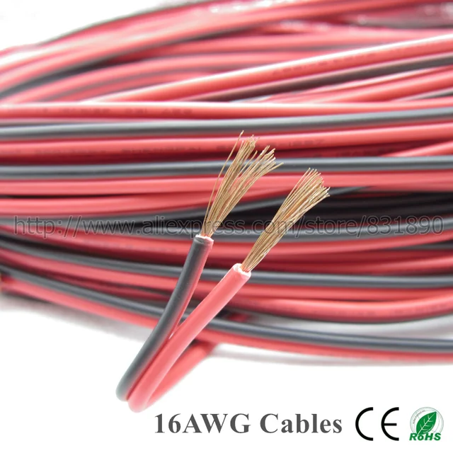10m 16AWG Electrical wire LED cables UL2468 IEC 42 RVB 300V copper Red