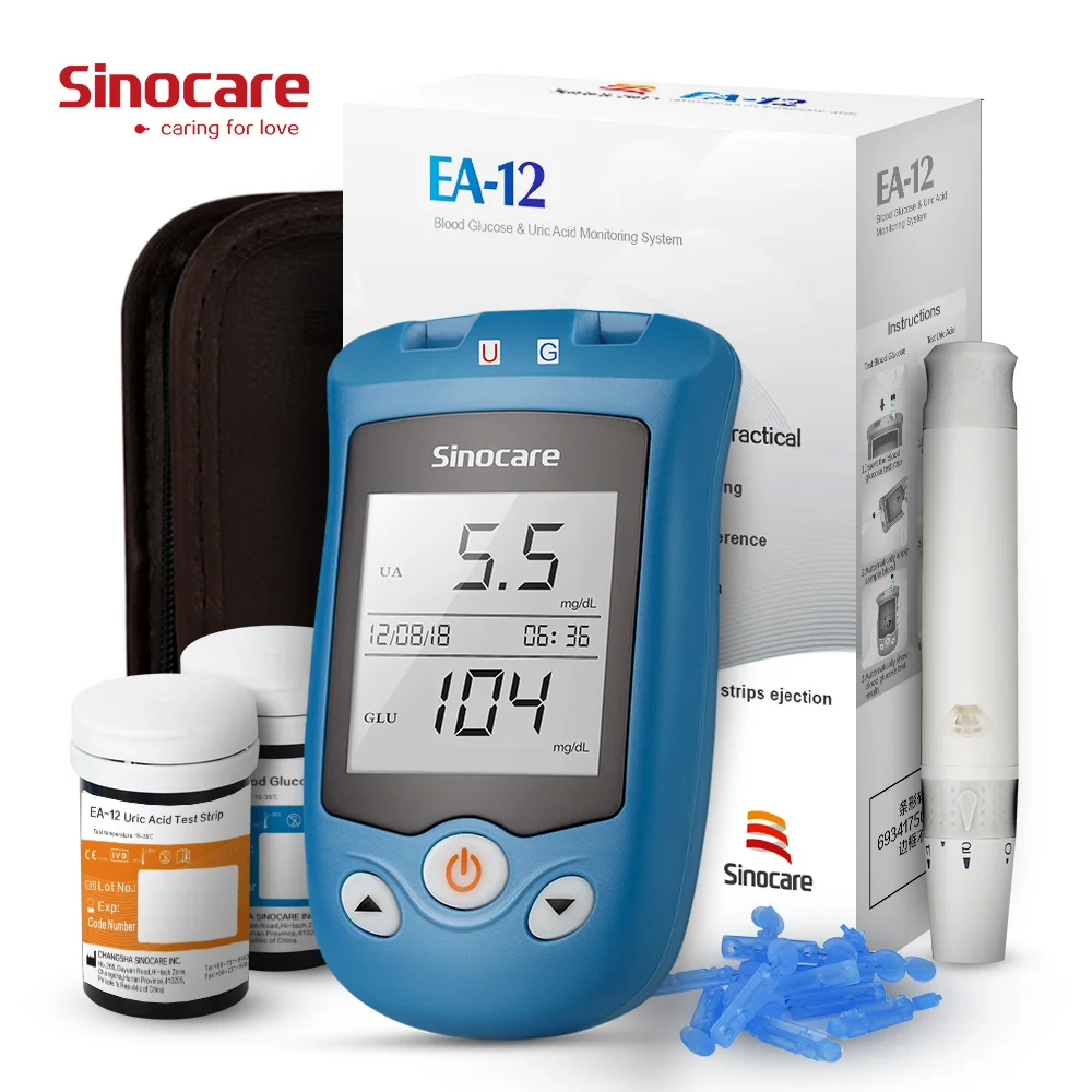 

CLEARANCE!!! SINOCARE EA-12 Uric Acid Blood Glucose Meter with 100 Glucose Strips for Diabetes Parents